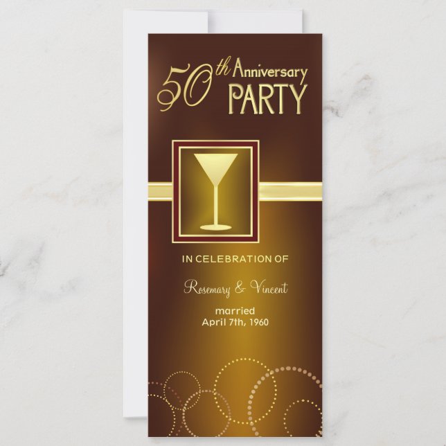 Party zum 50. Geburtstag der Hochzeit - Goldmonogr Einladung (Vorderseite)
