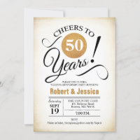 Party zum 50. Hochzeitstag - Goldweiße Invita
