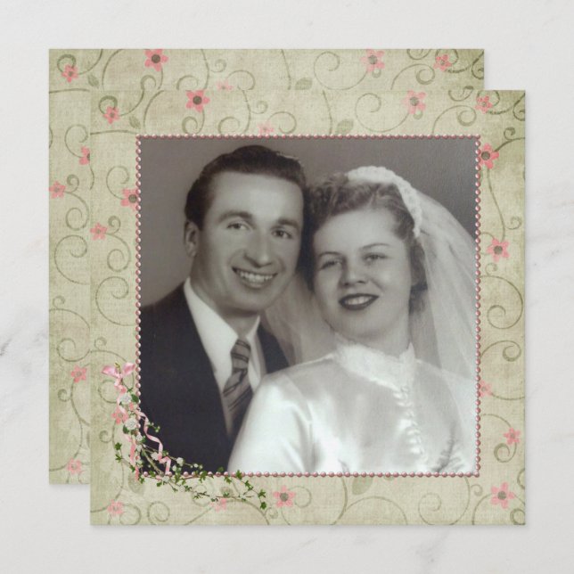 Party zum 50. Jahrestag mit Foto Einladung (Vorne/Hinten)