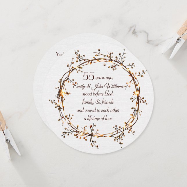 Party zum 55. Jubiläum Erleuchtung des Berry-Kranz Einladung (Vorderseite/Rückseite Beispiel)