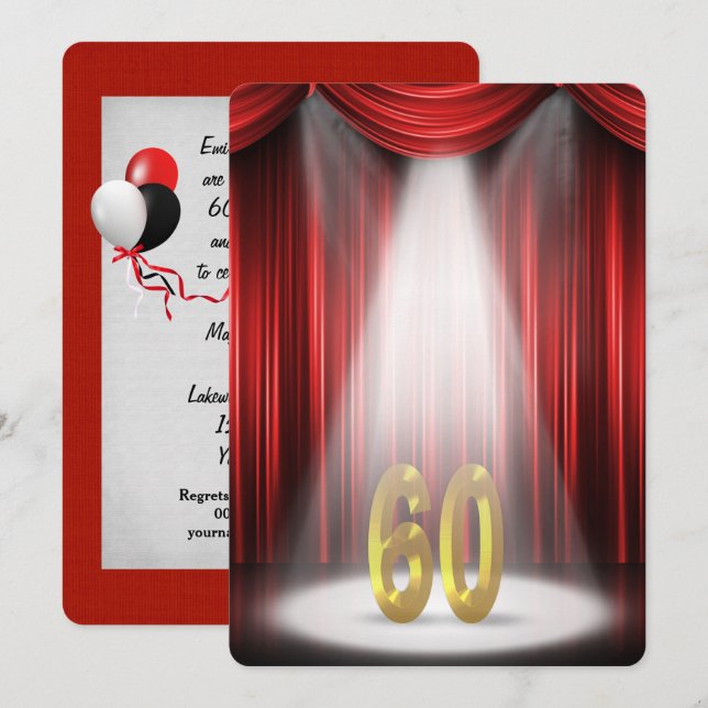 Party zum 60. Hochzeitstag Einladung (Vorne/Hinten)