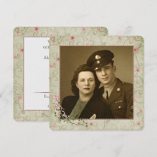 Party zum 60. Jubiläum mit Foto I Einladung (Vorne/Hinten)