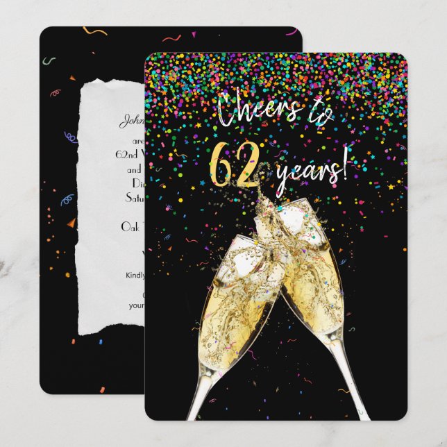 Party zum 62. Hochzeitstag Einladung (Vorne/Hinten)