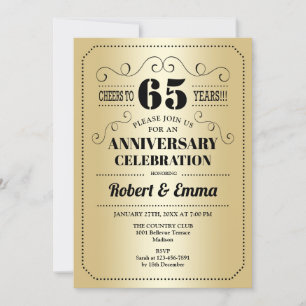 Party zum 65. Hochzeitstag - Gold Black Einladung
