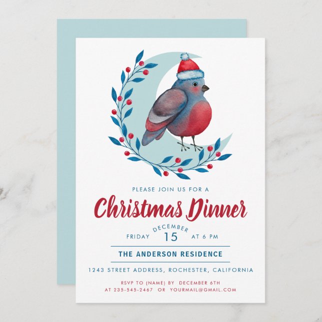 Party zum Abendessen am Mond Einladung (Vorne/Hinten)