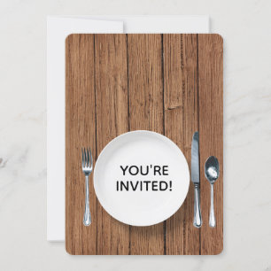 Party zum Abendessen auf Eichenholz Einladung