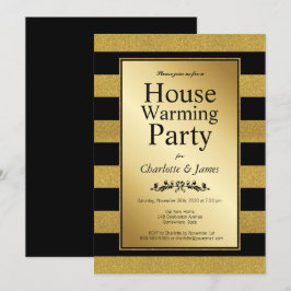 Party zum Aufwärmen der Häuser in Schwarz und Gold Einladung