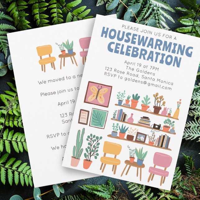 Party zum Aufwärmen des Wohnraums Einladen von Nie Einladung (Housewarming Party Invite Cute Living Room Shelves
Custom Invitation Card)