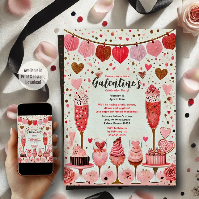 Party zum Galentinstag Einladung (Galentine's Day Party Invitation)