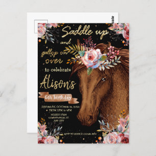 Party zum Geburtstag eines Aquarellpferdes Postkarte