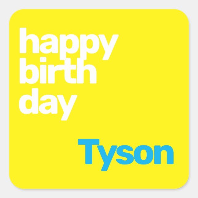 Party zum Geburtstag Mindest-Gelb Quadratischer Aufkleber (Vorderseite)