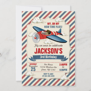 Party zum Geburtstag von Flugzeugen / Zeitfliegen Einladung