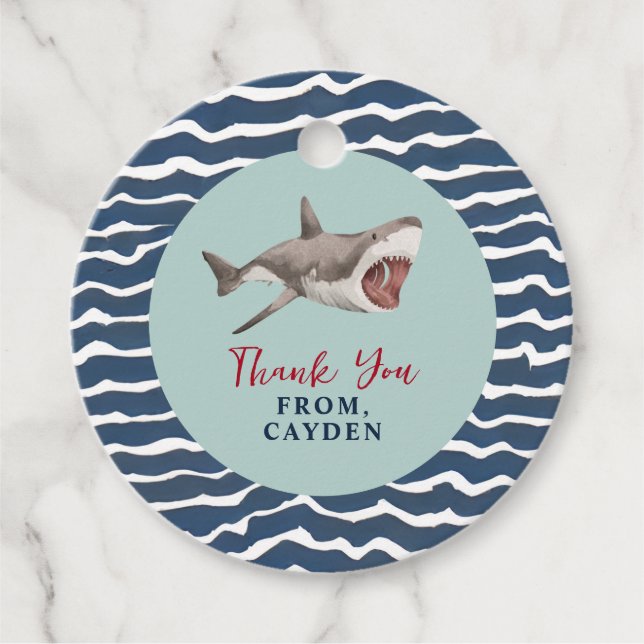 Party zum Geburtstag von Shark Danke Geschenkanhänger (Vorderseite)