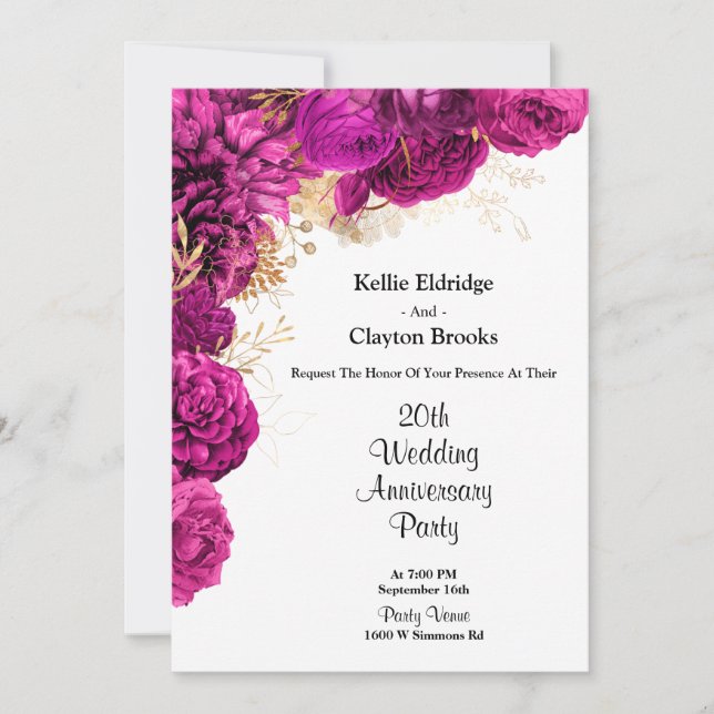 Party zum Hochzeitsfest in Rosa und Gold Einladung (Vorderseite)