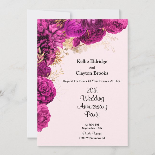 Party zum Hochzeitsfest in Rosa und Gold Einladung (Vorderseite)