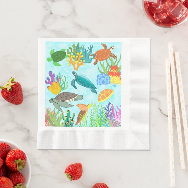 Party zum Jahrestag der Meeresschildkröte Serviette (Beispiel)