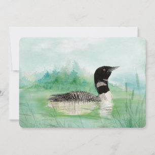 Party zum Jubiläum des Watercolor Loon Bird Einlad Einladung