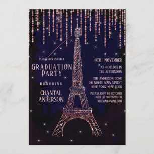 Party zum lila Glitzer Paris Eiffel Tower Einladung