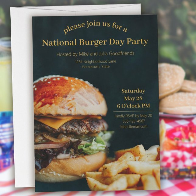 Party zum Nationalfeiertag Einladung (National Burger Day Party Invitation)