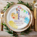 Party zum Thema Malerei und Party mit Monogramm Pappteller<br><div class="desc">Malerei und Party Party mit Monogramm Papier Teller Vorlage personalisierte Kunst Party Tischdekoration,  farbige Pinsel und Aquarellfarbe Farbpalette personalisierte Party Teller für die Kunst Gemälde Party gedruckte Papier Teller</div>
