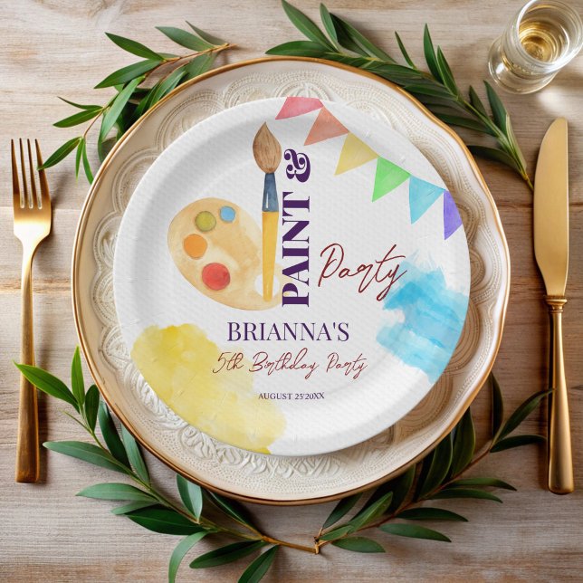 Party zum Thema Malerei und Party mit Monogramm Pappteller (Paint and party art themed birthday party monogrammed paper plates personalized art party plates)