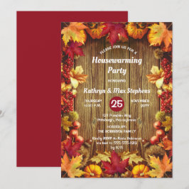 Party zur Aufwärmung - Rustikale Woodsy-Herbstlaub Einladung