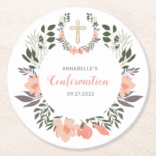 Party zur einfachen Blumenbestätigung  Runder Pappuntersetzer (Vorderseite)