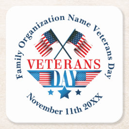 Party zur Feier des Tags der Veteranen hinzufügen Rechteckiger Pappuntersetzer