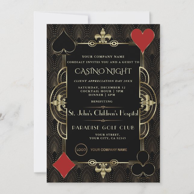 Party zur Kundenempfehlung Casino Night Company Einladung (Vorderseite)