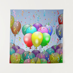 Partybälle und Konfetti Wandteppich