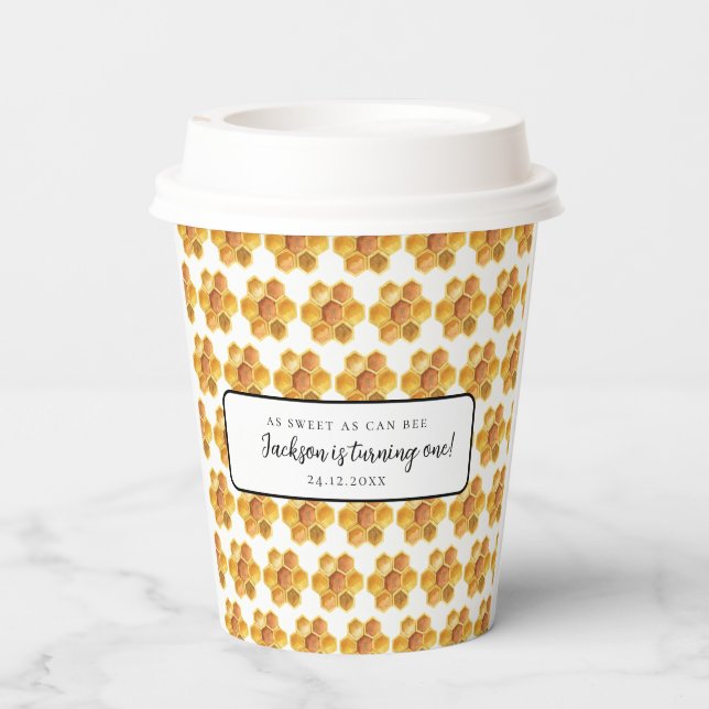Partybee Erster Bienentag Bienenhoney Geburtstag Pappbecher (Rückseite)
