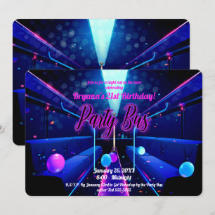 Partybus-Glowing-Party-Club-Hopping 21. Geburtstag Einladung