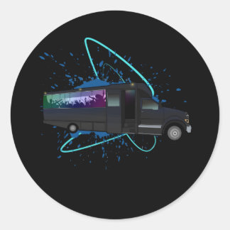 Partybus Zeit Neon Nachtleben Spaß Feier Runder Aufkleber