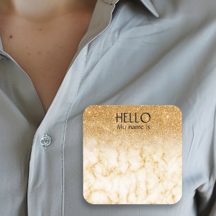 Partydekoration Namensschild Badge Gold Glitter Quadratischer Aufkleber