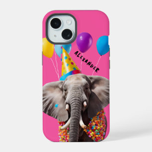 Partyelefant mit Ballons, Festliches Design iPhone 15 Hülle