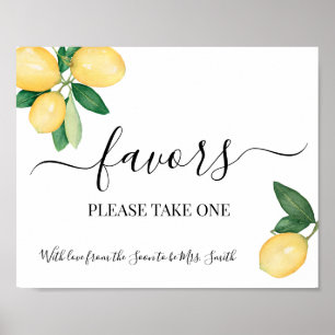 Partygastgeschenk Schild Zitronen Braut Hochzeitse