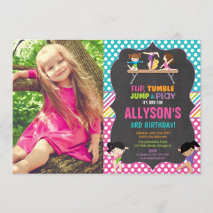 Partygeburtstags-Party-Foto der Gymnastik Einladung