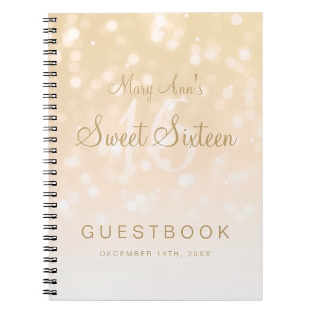 Partyguestbook-GoldBokeh Schein-Lichter des Notizblock (Vorderseite)