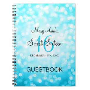 Partyguestbook-Türkis-Glitzer-Lichter des Notizblock