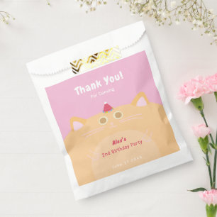 Partyhut Katzen-Tüte Rosa Geburtstags-Geschenktüte Geschenktütchen
