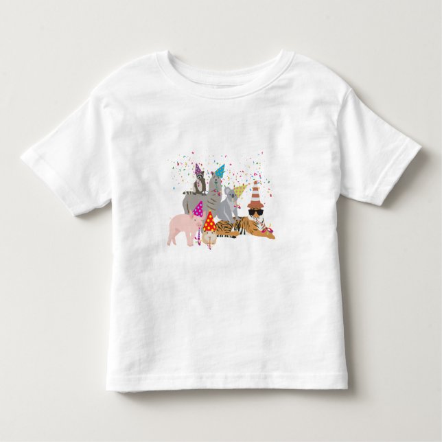 Partying von Tieren - Niedliche Tiere mit Party Kleinkind T-shirt (Vorderseite)