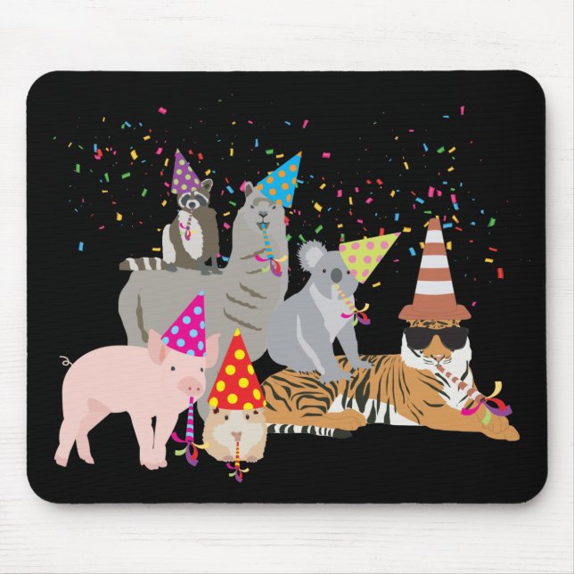 Partying von Tieren - Niedliche Tiere mit Party Mousepad (Vorne)