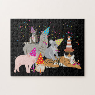 Partying von Tieren - Niedliche Tiere mit Party Puzzle