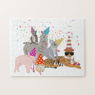 Partying von Tieren - Niedliche Tiere mit Party Puzzle
