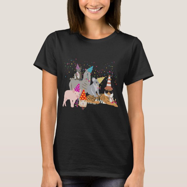 Partying von Tieren - Niedliche Tiere mit Party T-Shirt (Vorderseite)