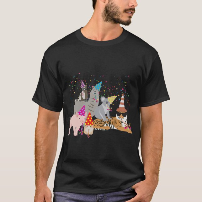 Partying von Tieren - Niedliche Tiere mit Party T-Shirt (Vorderseite)