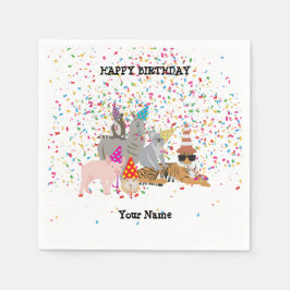Partying von Tieren - Tiere bei der Geburtstagspar Serviette
