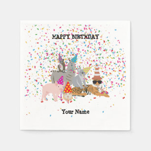 Partying von Tieren - Tiere bei der Geburtstagspar Serviette