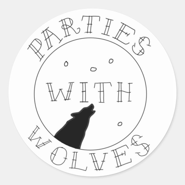 Partys mit Wolf-Aufkleber Runder Aufkleber (Vorderseite)