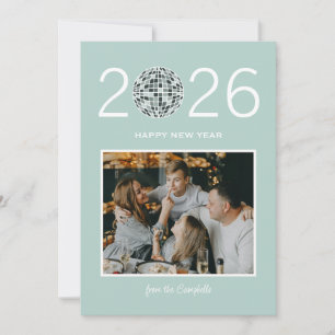 Partyspiegelkugel groß moderne Foto Neujahrskarte  Feiertagskarte